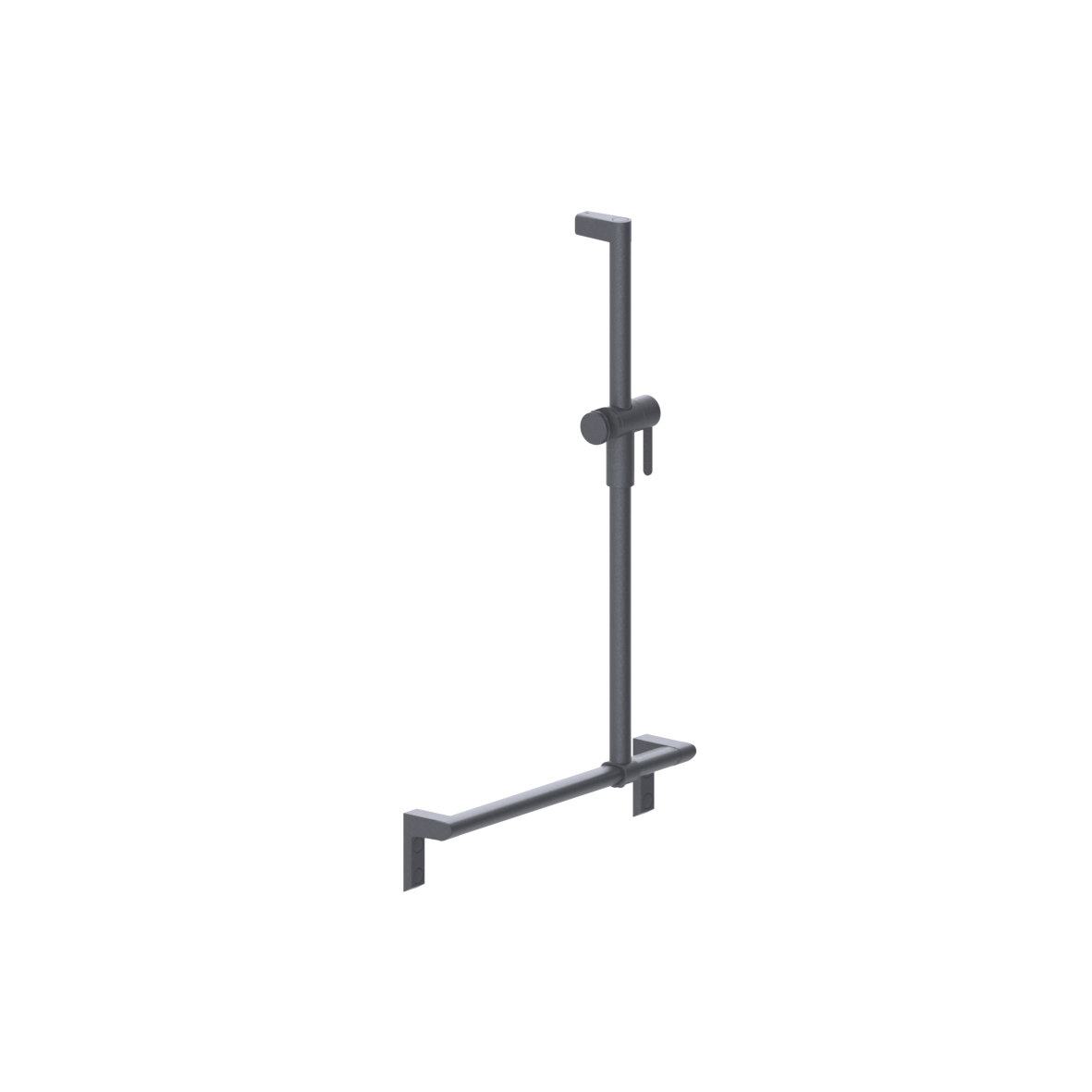 Cavere Care Duschhandlauf, mit verschiebbarer Brausehalterstange, 500 x 750 mm, Cavere Anthrazit-Metallic
