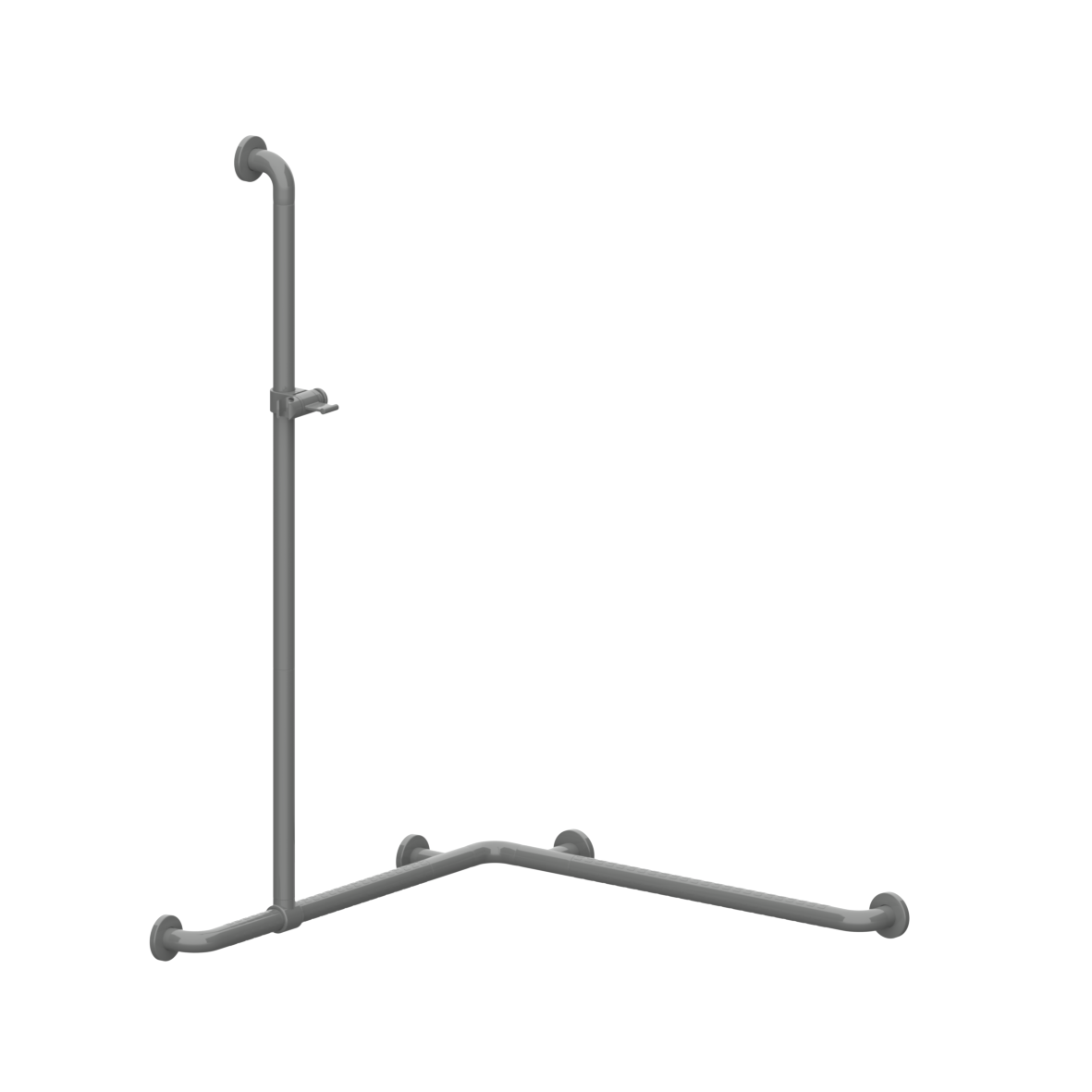 Nylon Care 400 Duschhandlauf, mit verschiebbarer Brausehalterstange, 767 x 767 x 1158 mm, Dunkelgrau
