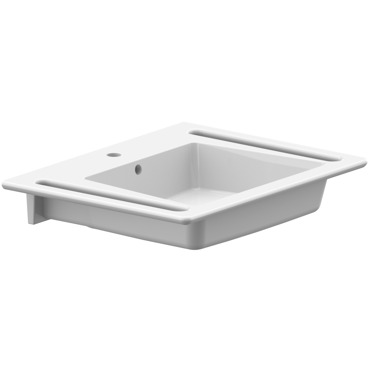 Care Waschbecken, mit Überlauf, mit Hahnloch, 11 l, 550 x 700 x 130 mm, Weiß