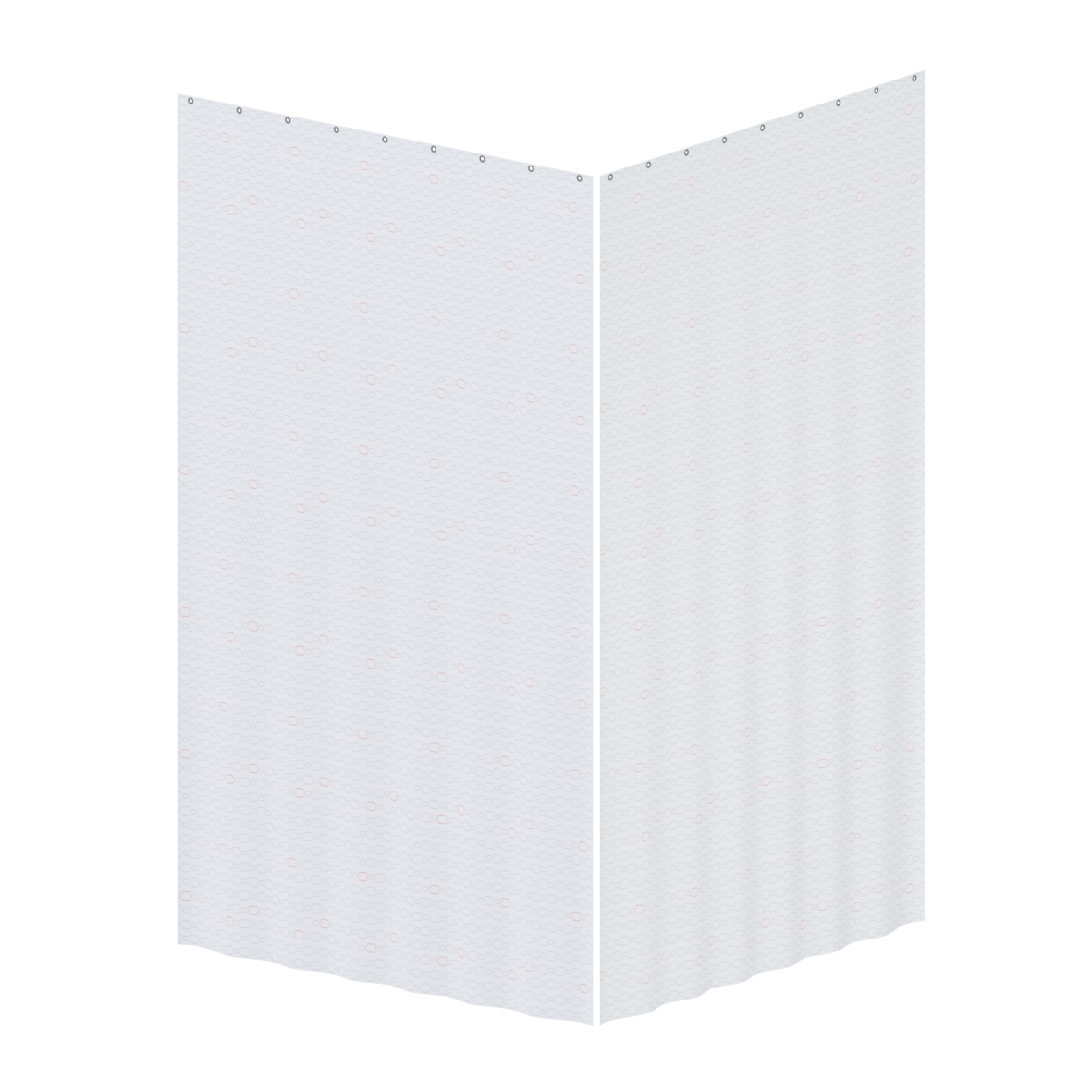 Care Duschvorhang, zweiteilig, 1 x 1500 / 2700 x 2000 mm, Weiß mit ovalem Dekor