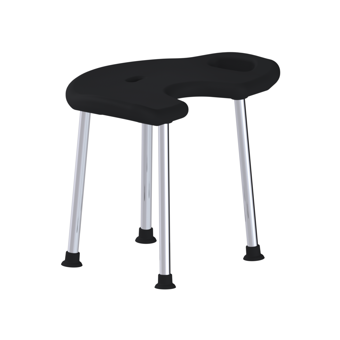 Inox Care Hocker, mit Hygieneaussparung, 600 x 400 x 115 mm, Hochglanzpoliert, Polster schwarz