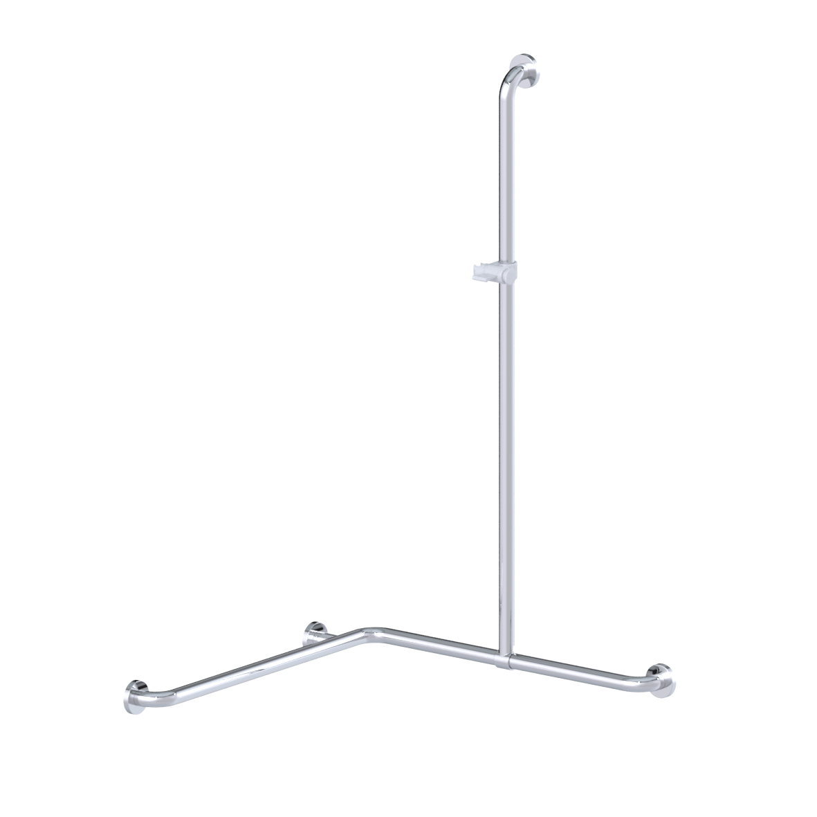 Inox Care Duschhandlauf, mit verschiebbarer Brausehalterstange, 750 x 750 x 1200 mm, Hochglanzpoliert, Brausehalter in Weiß (019)