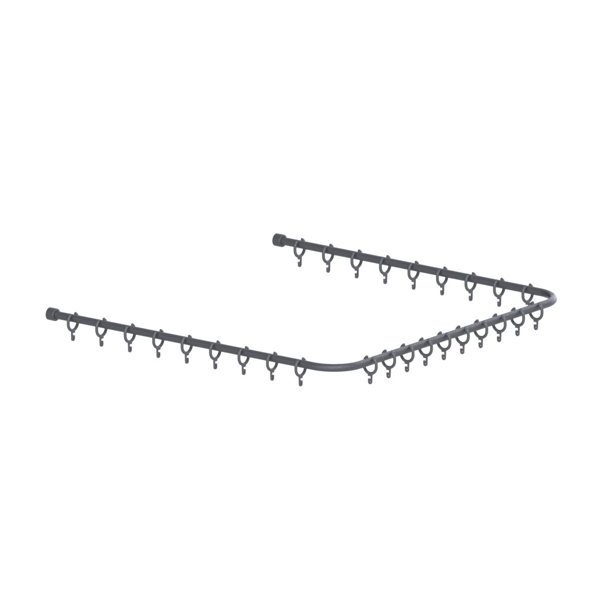 Cavere Care Duschvorhangstange, mit Vorhangringen, U-Form, 900 x 900 mm, Cavere Anthrazit-Metallic