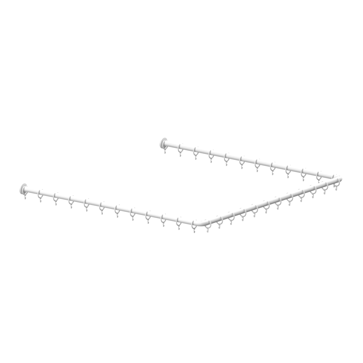 Nylon Care 400 Duschvorhangstange, mit Vorhangringen, U-Form, 1400 x 1400 mm, Weiß