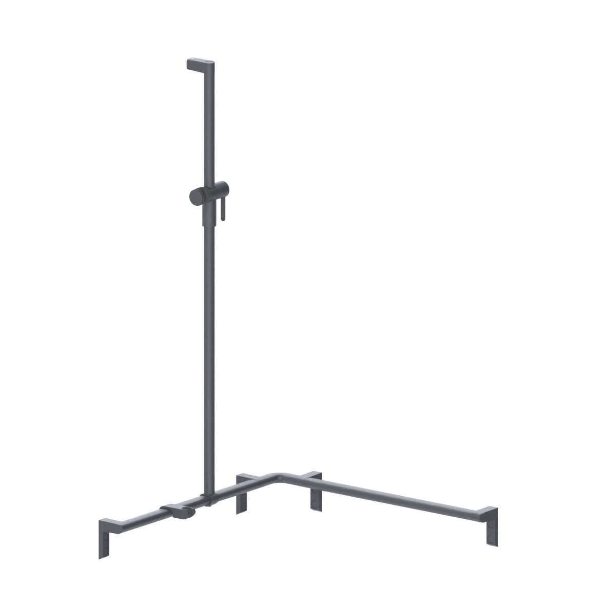 Cavere Care Duschhandlauf, mit verschiebbarer Brausehalterstange, links, 750 x 750 x 1200 mm, Cavere Anthrazit-Metallic