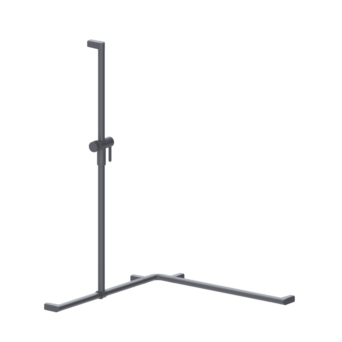 Cavere Care Duschhandlauf, mit verschiebbarer Brausehalterstange, links, 750 x 750 x 1100 mm, Einpunktbefestigung, Cavere Anthrazit-Metallic