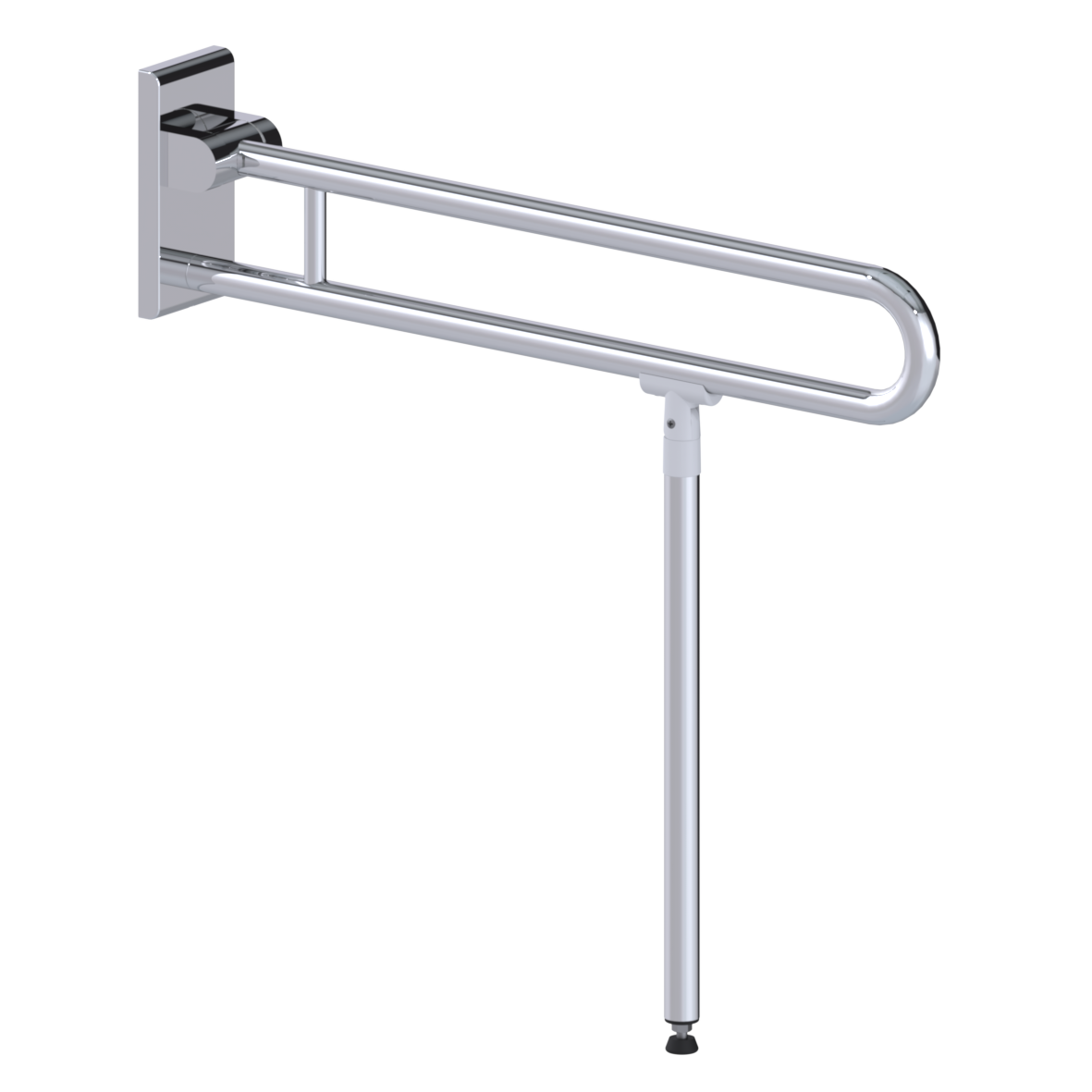 Inox Care Stützklappgriff vario, mit Grundplatte, mit Bodenstütze (750 mm), L = 850 mm, Hochglanzpoliert