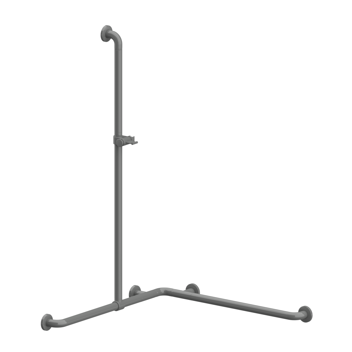 Nylon Care 300 Duschhandlauf, mit verschiebbarer Brausehalterstange, 767 x 767 x 1158 mm, Dunkelgrau
