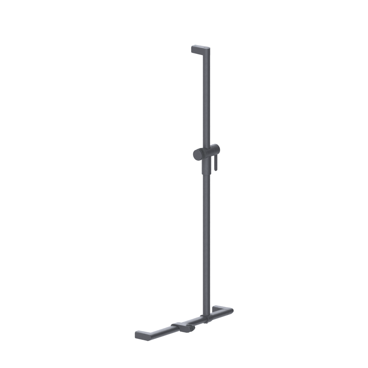 Cavere Care Duschhandlauf, mit verschiebbarer Brausehalterstange, 500 x 1100 mm, Einpunktbefestigung, Cavere Anthrazit-Metallic