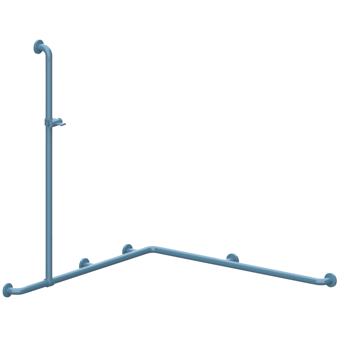 Nylon Care 400 Duschhandlauf, mit verschiebbarer Brausehalterstange, 1104 x 1104 x 1158 mm, Pastellblau