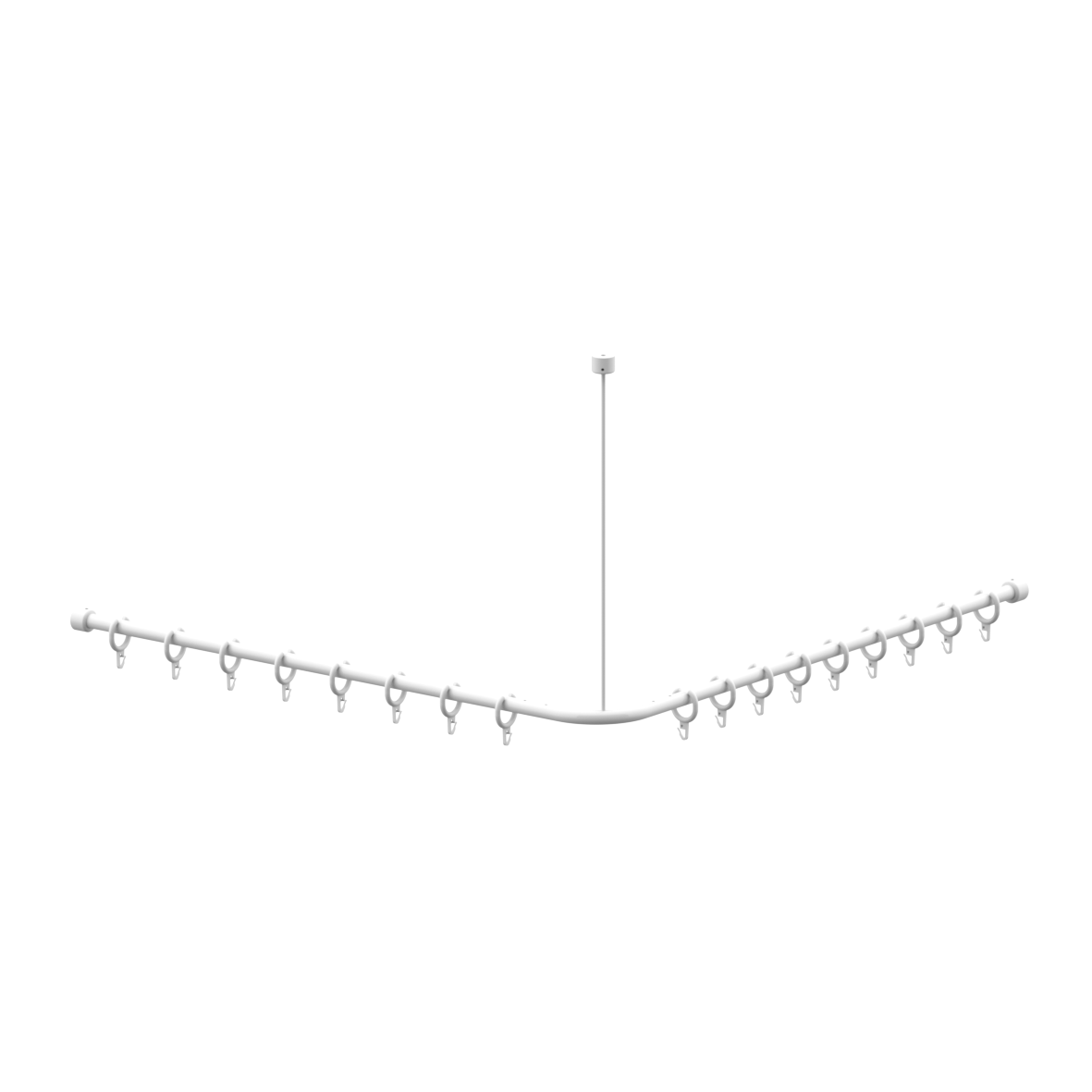 Eco Care Duschvorhangstange, mit Vorhangringen und Deckenabhängung, L-Form, 900 x 900 mm, Weiß