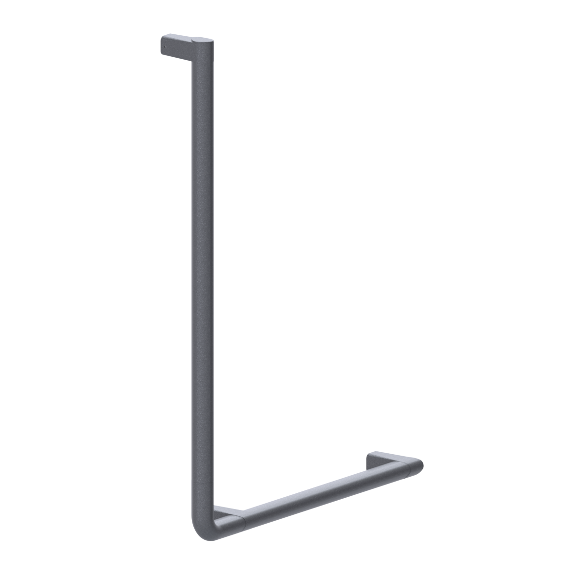 Cavere Care Winkelgriff, 90°, links, 500 x 750 mm, Einpunktbefestigung, Cavere Anthrazit-Metallic