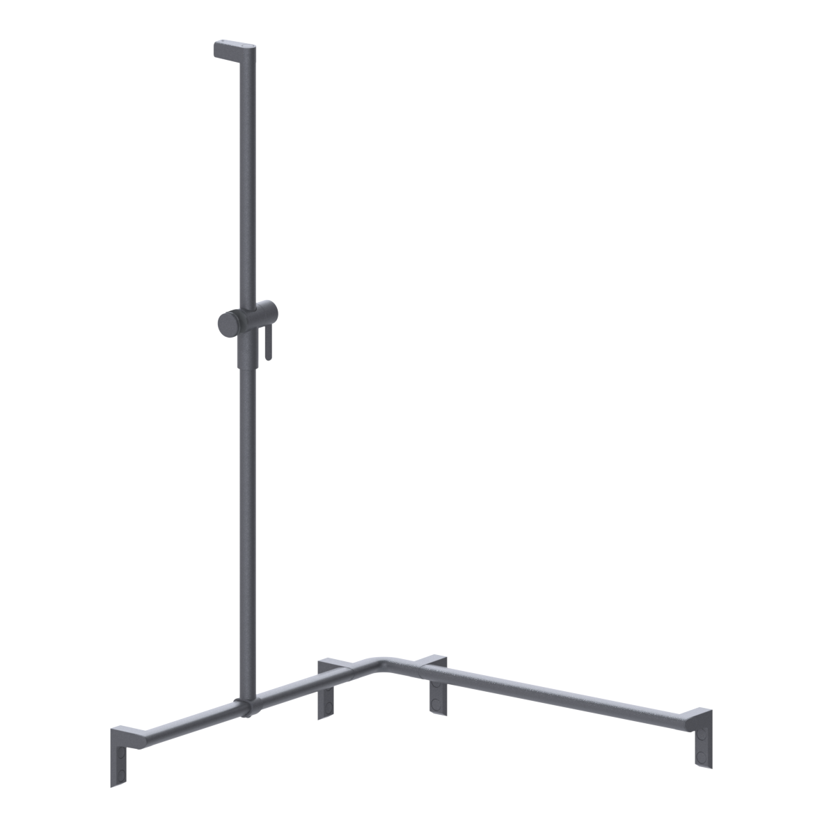 Cavere Care Duschhandlauf, mit verschiebbarer Brausehalterstange, links, 750 x 750 x 1200 mm, Cavere Anthrazit-Metallic