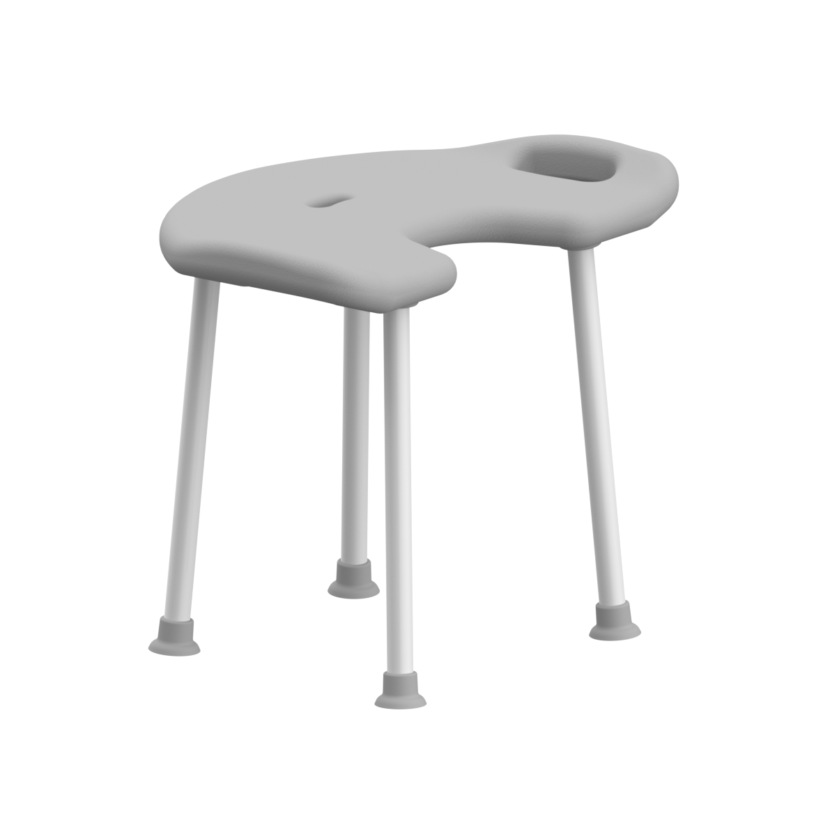 Nylon Care 300 Hocker, mit Hygieneaussparung, 590 x 520 x 90 mm, Weiß, Polster hellgrau
