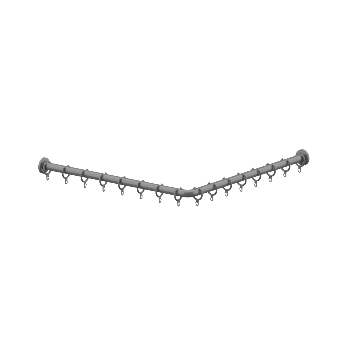 Nylon Care 400 Duschvorhangstange, mit Vorhangringen, L-Form, 800 x 800 mm, Dunkelgrau