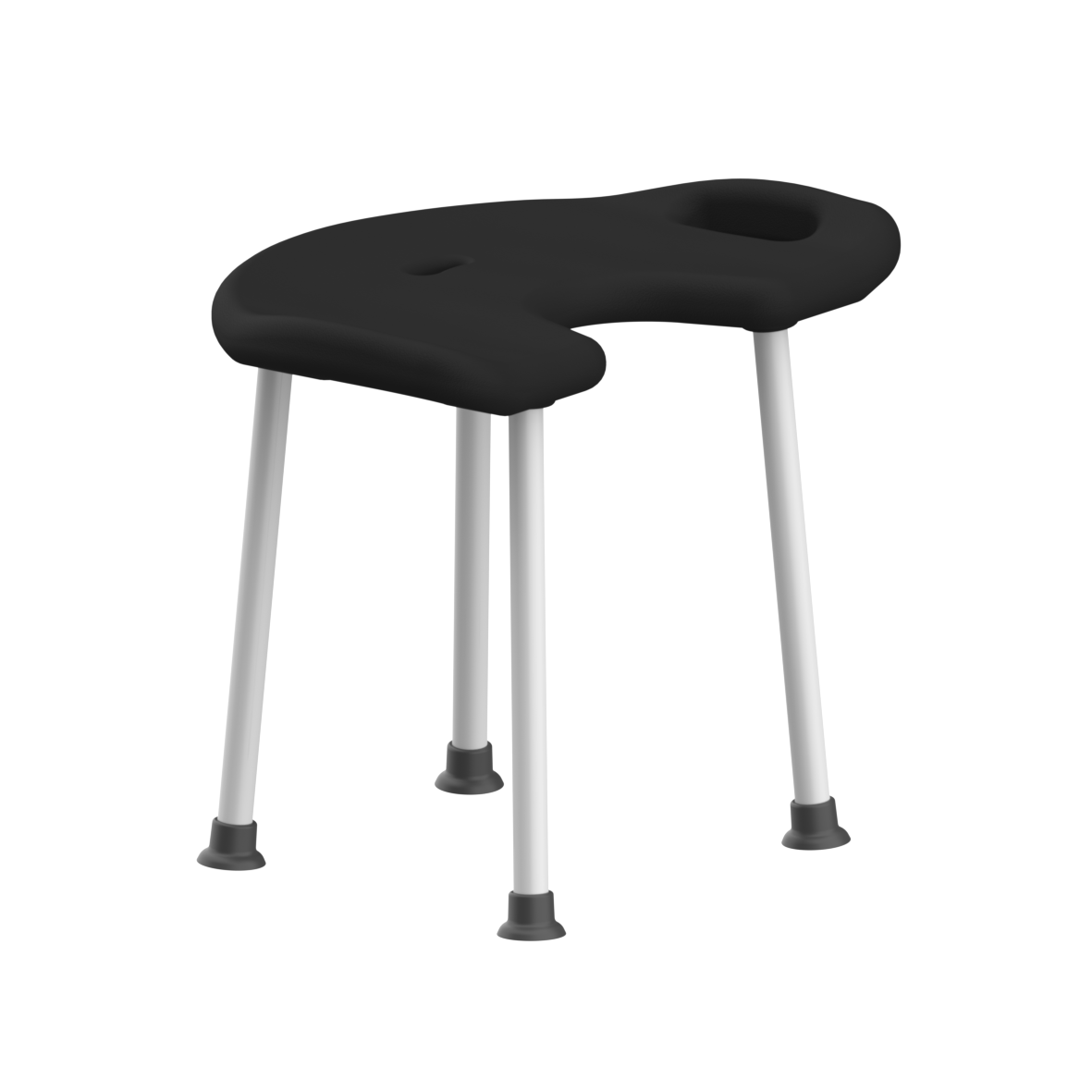 Nylon Care 300 Hocker, mit Hygieneaussparung, 590 x 520 x 90 mm, Weiß, Polster schwarz