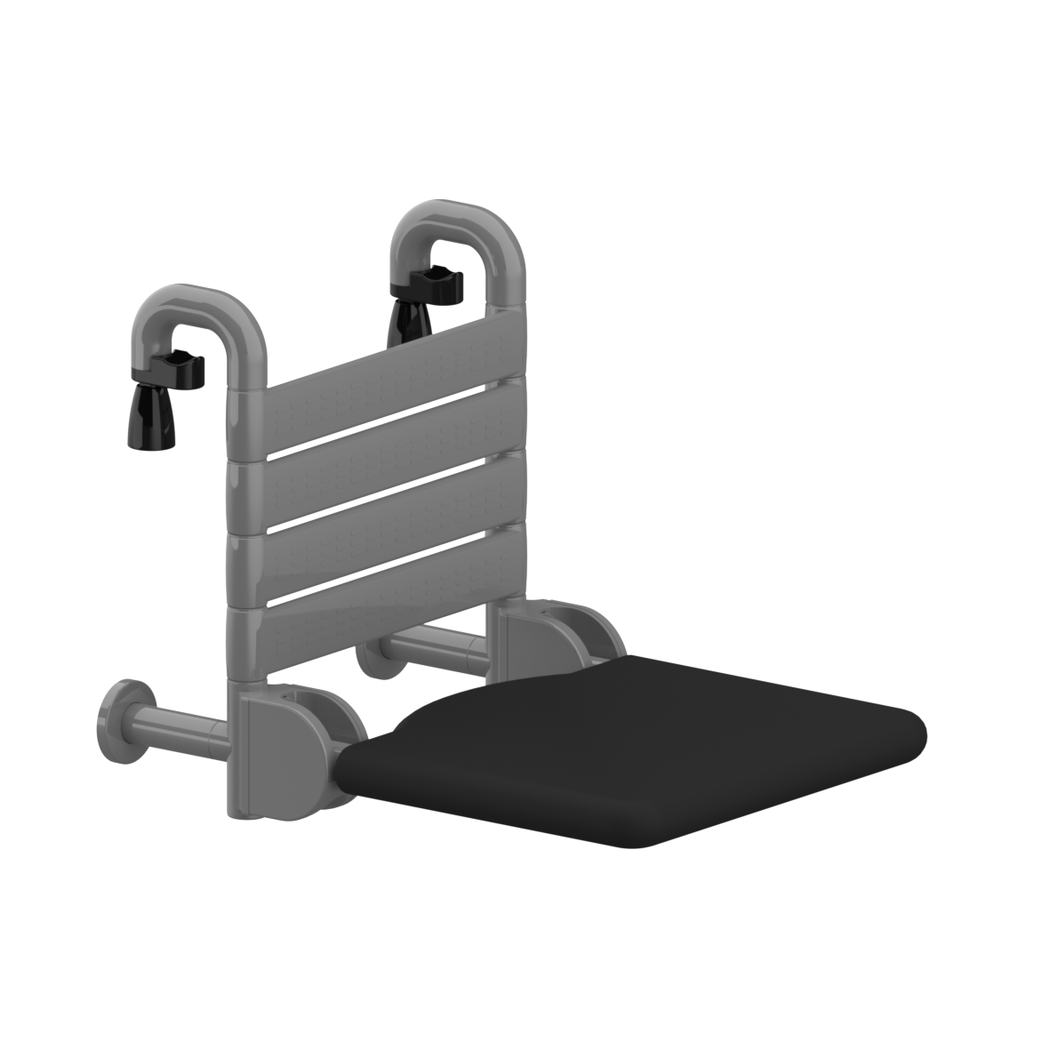Nylon Care 400 Einhängesitz FR, mit Rosetten, 410 x 565 x 440 mm, Dunkelgrau, Polster schwarz