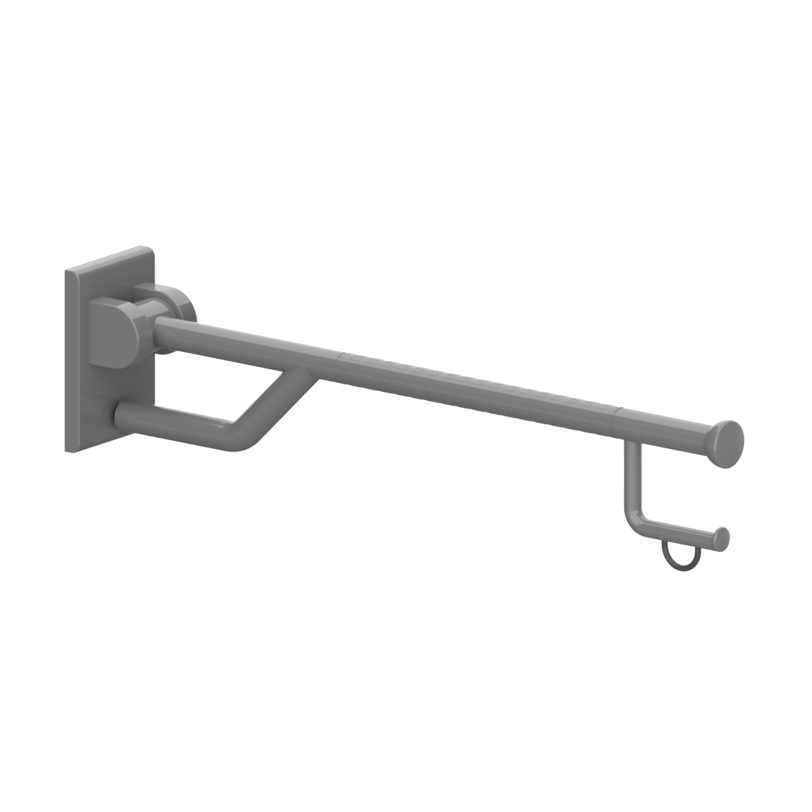 Nylon Care 400 Stützklappgriff, mit einem Holm, mit Papierrollenhalter, L = 850 mm, Dunkelgrau