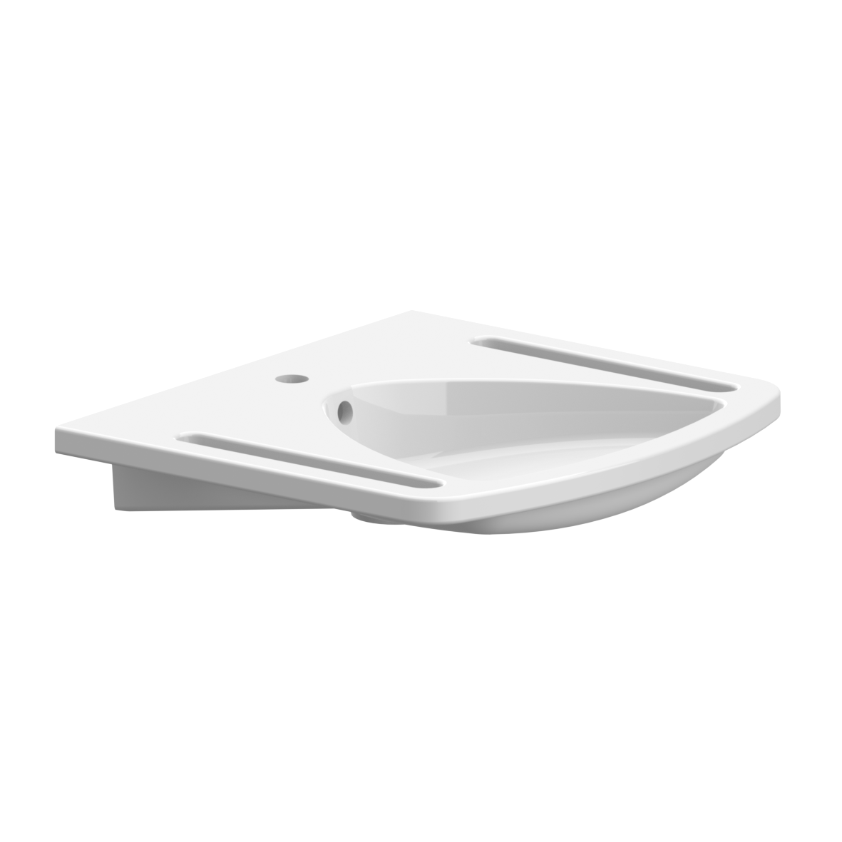 Cavere Care Waschbecken, mit Überlauf, mit Hahnloch, 550 x 600 x 120 mm, Cavere Weiß