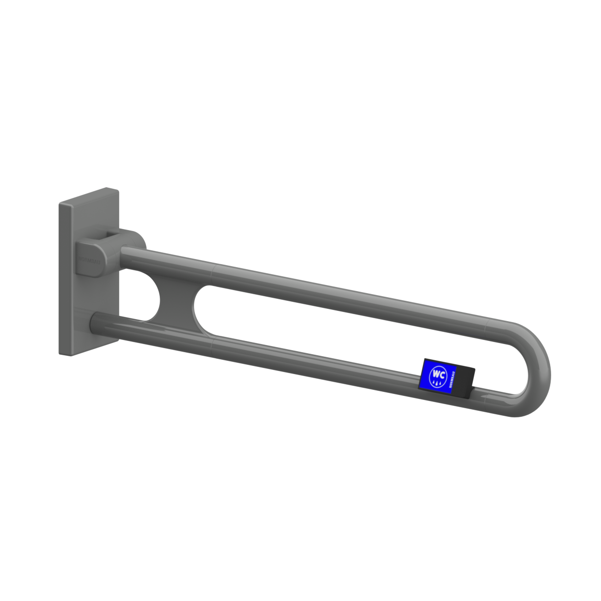 Nylon Care Stützklappgriff vario, mit Grundplatte, mit Funksender, rechts, L = 850 mm, Dunkelgrau