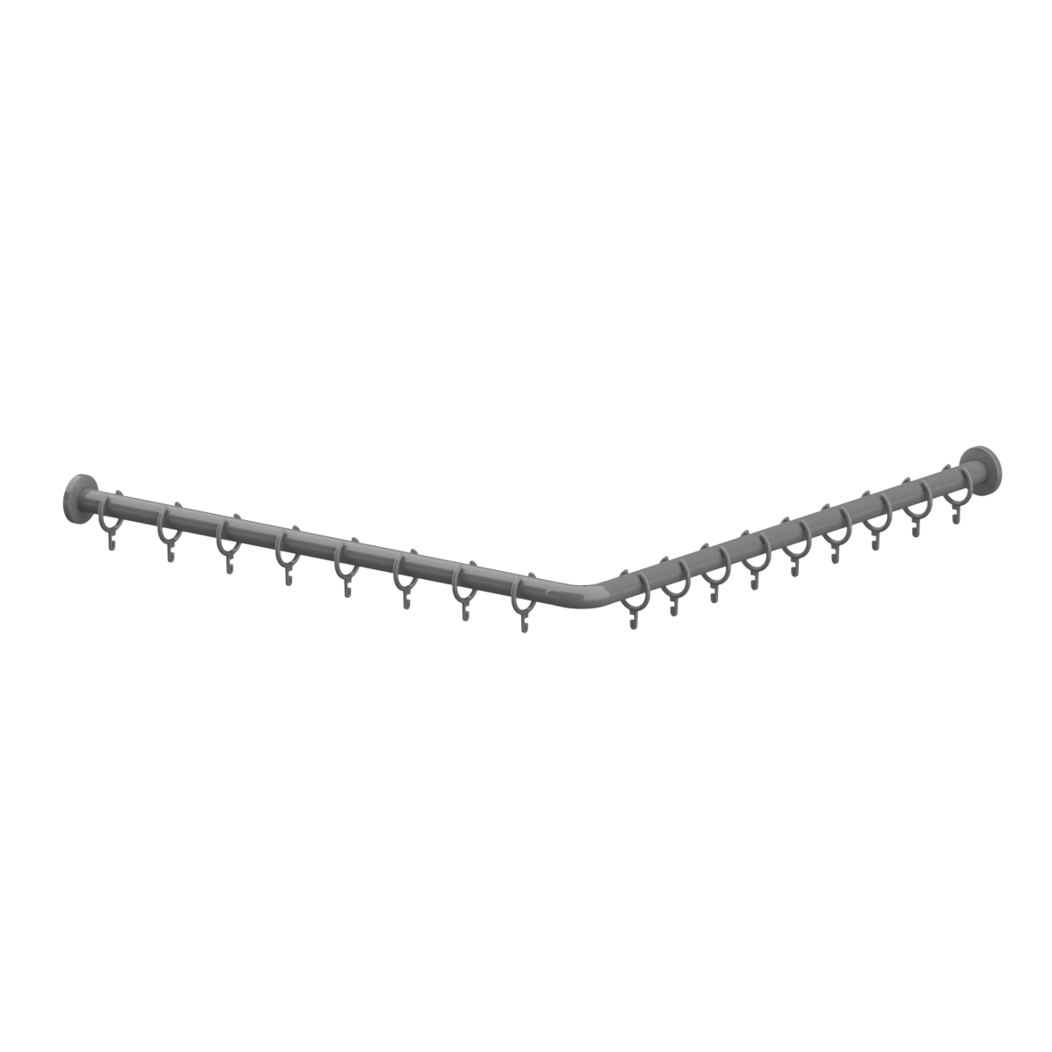 Nylon Care 300 Duschvorhangstange, mit Vorhangringen, L-Form, 900 x 900 mm, Dunkelgrau