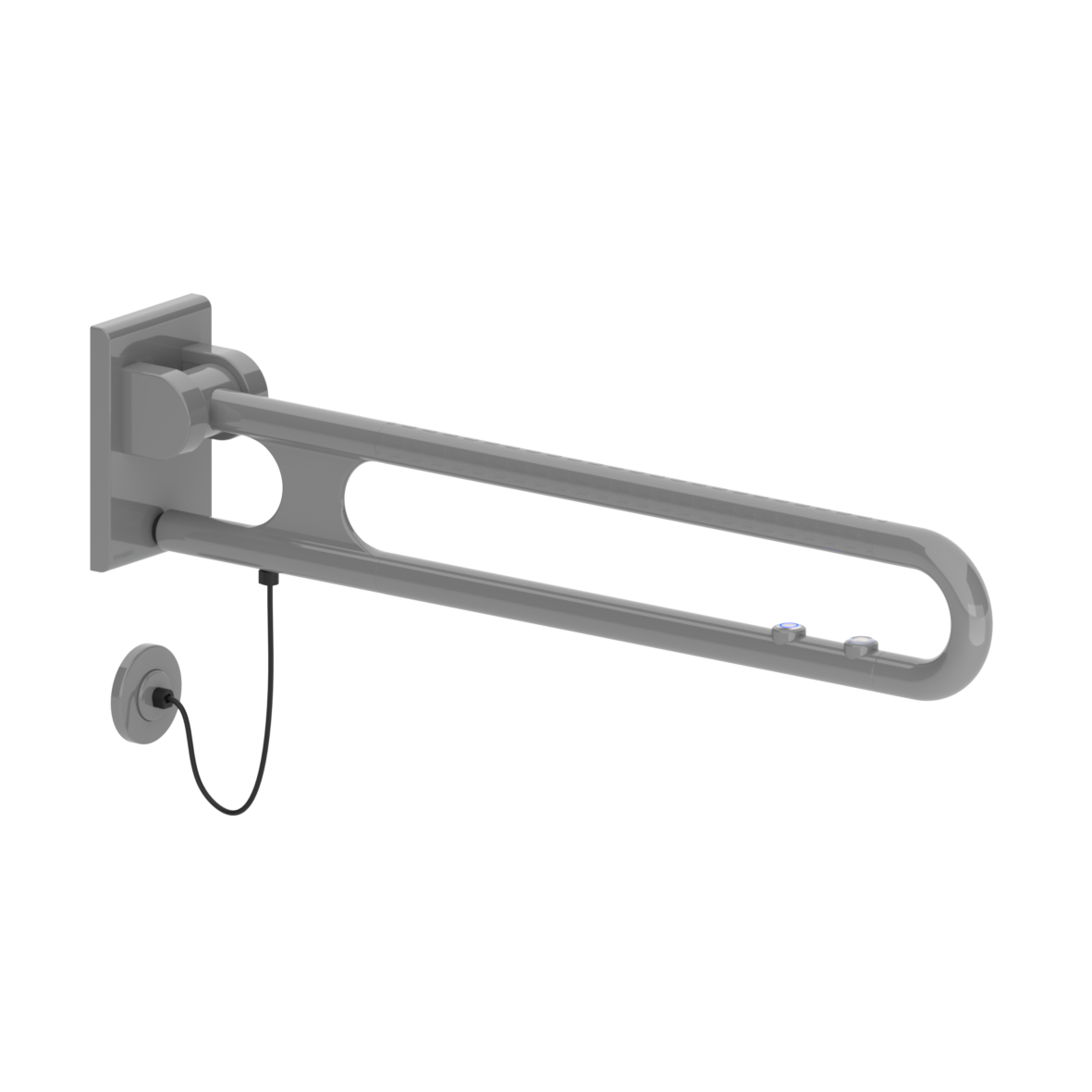 Nylon Care 400 Stützklappgriff, mit 2 E-Taster (WC und RUF: Schließer und Öffner), L = 850 mm, Anschluss verdeckt mit Rosette, Dunkelgrau