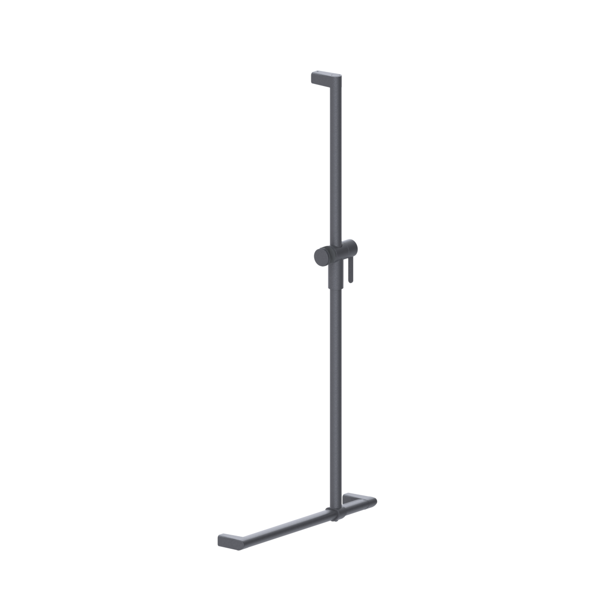 Cavere Care Duschhandlauf, mit verschiebbarer Brausehalterstange, 500 x 1100 mm, Einpunktbefestigung, Cavere Anthrazit-Metallic
