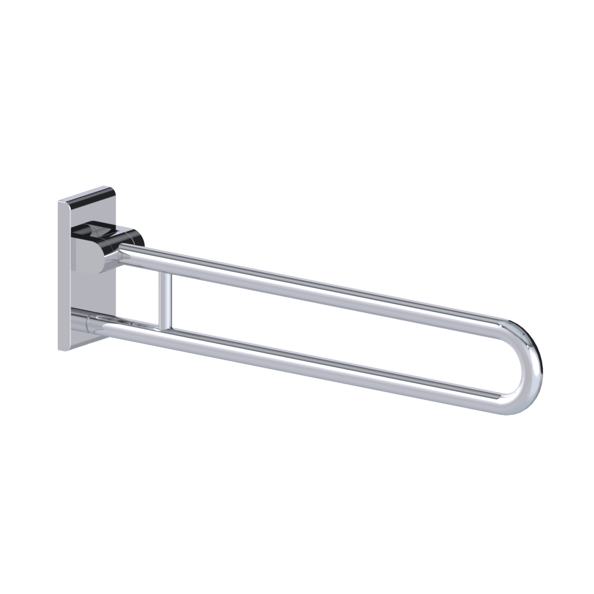 Inox Care Stützklappgriff vario, mit Grundplatte, L = 850 mm, Hochglanzpoliert