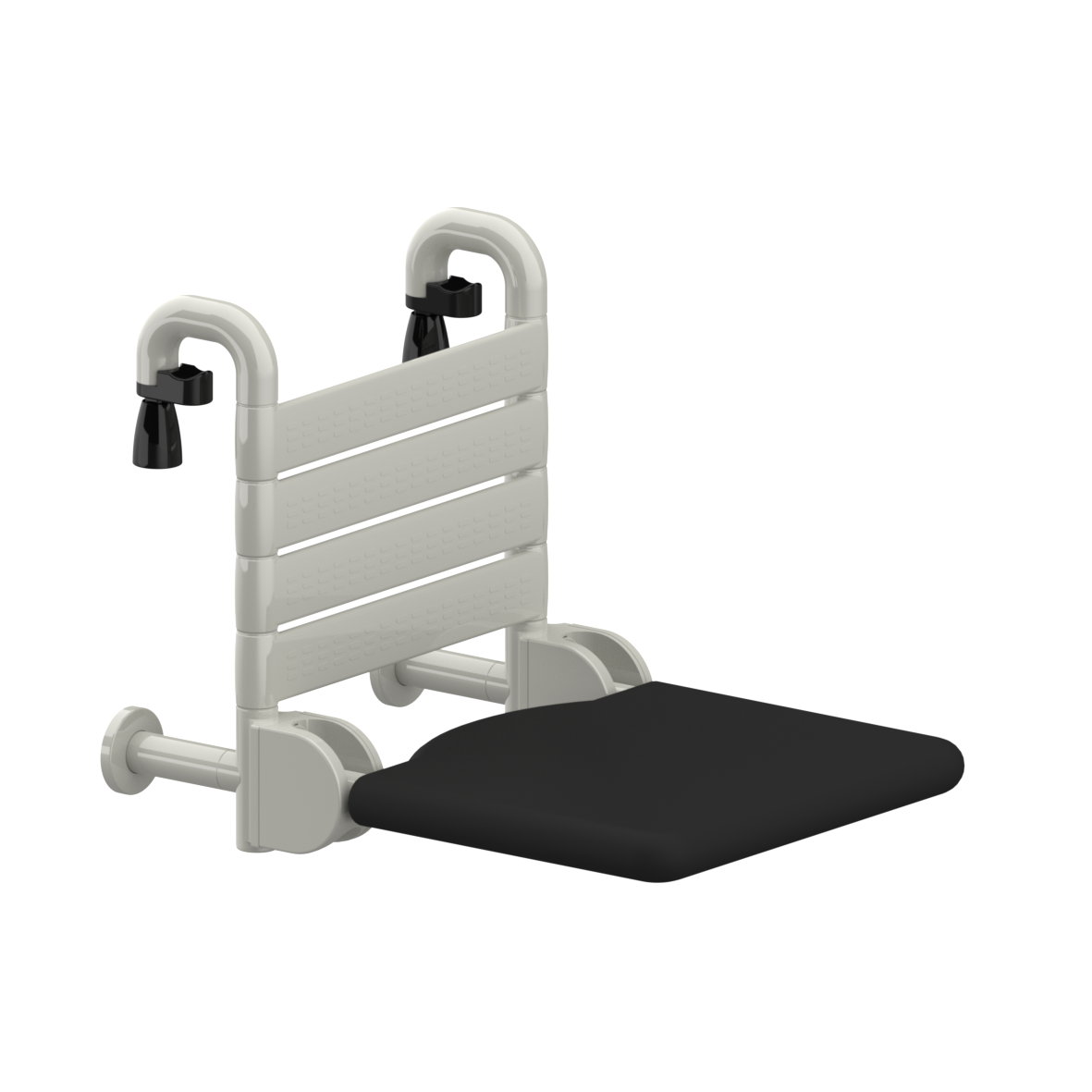 Nylon Care 400 Einhängesitz FR, mit Rosetten, 410 x 565 x 440 mm, Manhattan, Polster schwarz