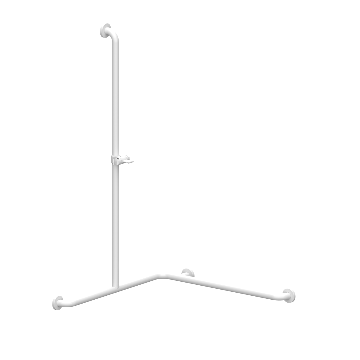 Eco Care Duschhandlauf, mit Brausehalterstange, 750 x 750 x 1200 mm, Weiß