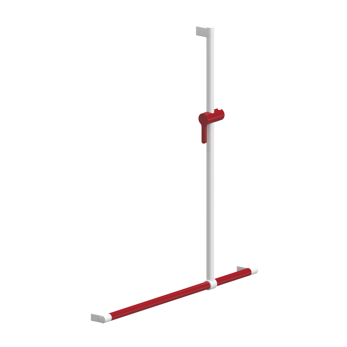 Verso Care Duo Duschhandlauf, mit verschiebbarer Brausehalterstange, 1000 x 1100 mm, Rot-Weiß