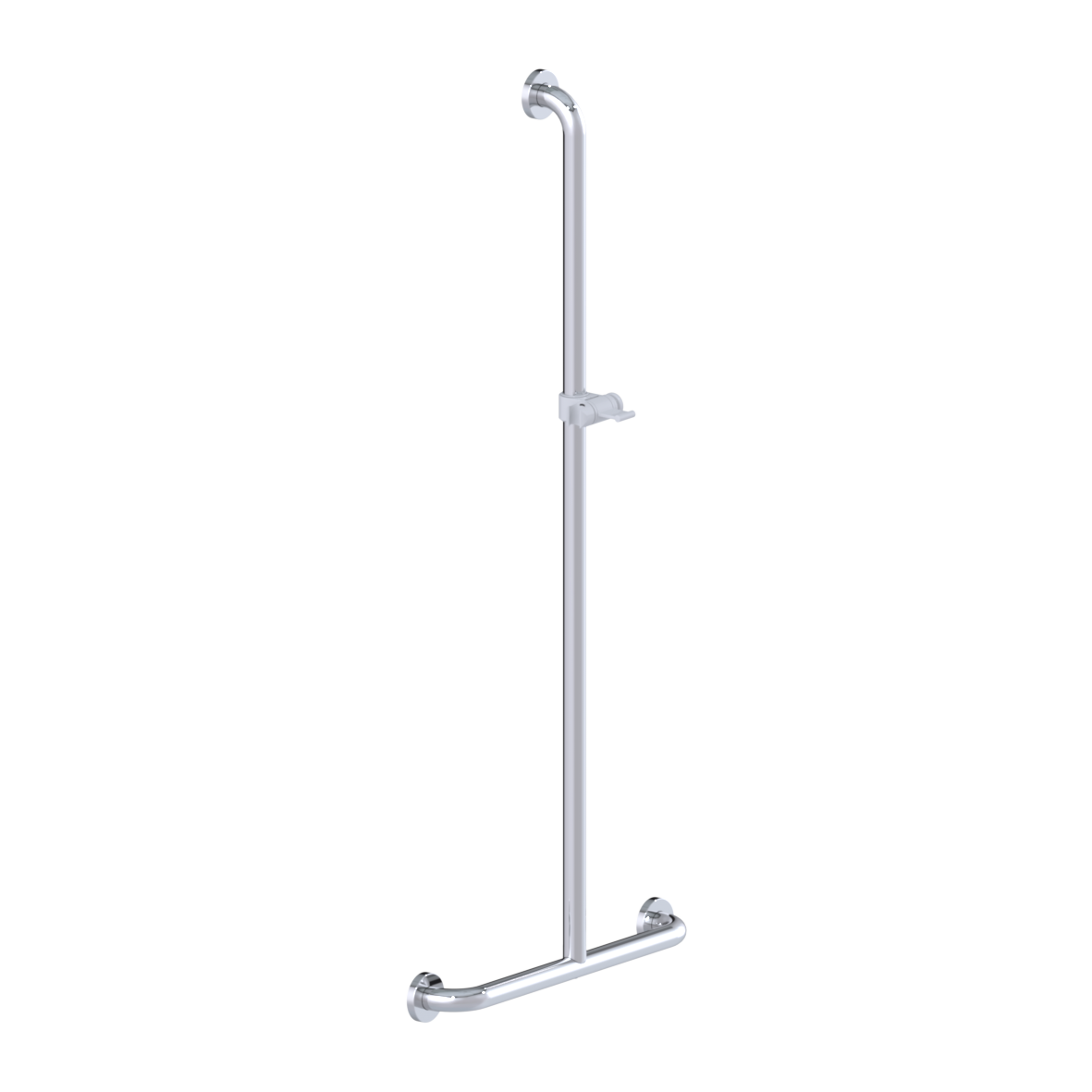 Inox Care Duschhandlauf, mit Brausehalterstange, 500 x 1200 mm, Hochglanzpoliert, Brausehalter in Weiß (019)